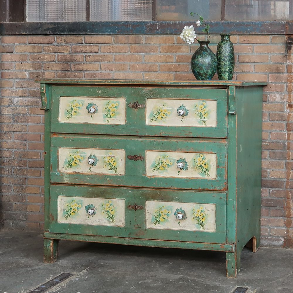 Brocante commode met print - Afbeelding 2