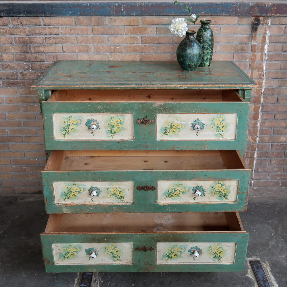 Brocante commode met print - Afbeelding 3