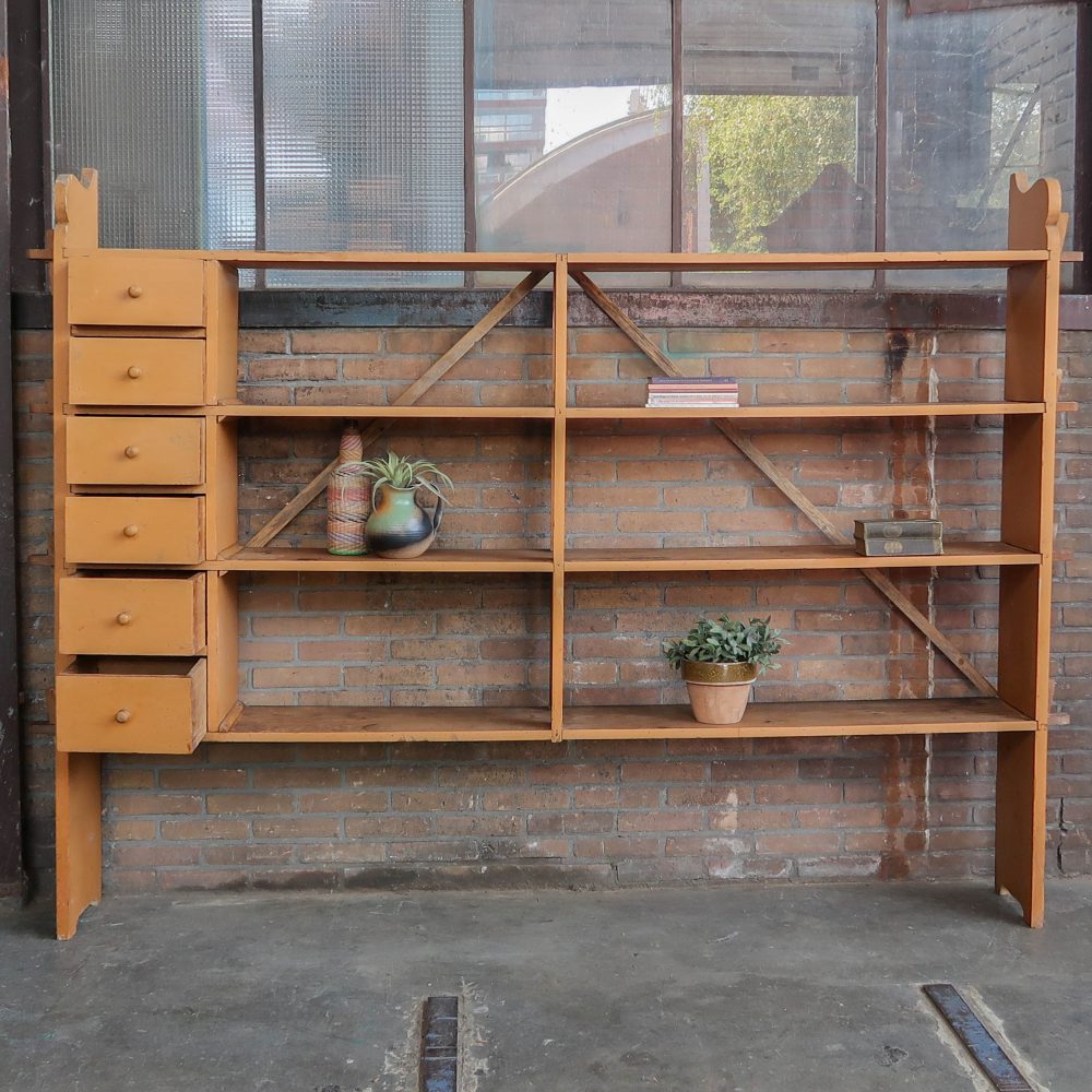 Brocante boekenrek met lades - Afbeelding 3