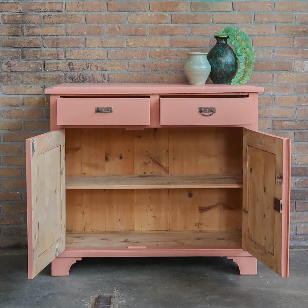 Brocante roze commode - Afbeelding 3