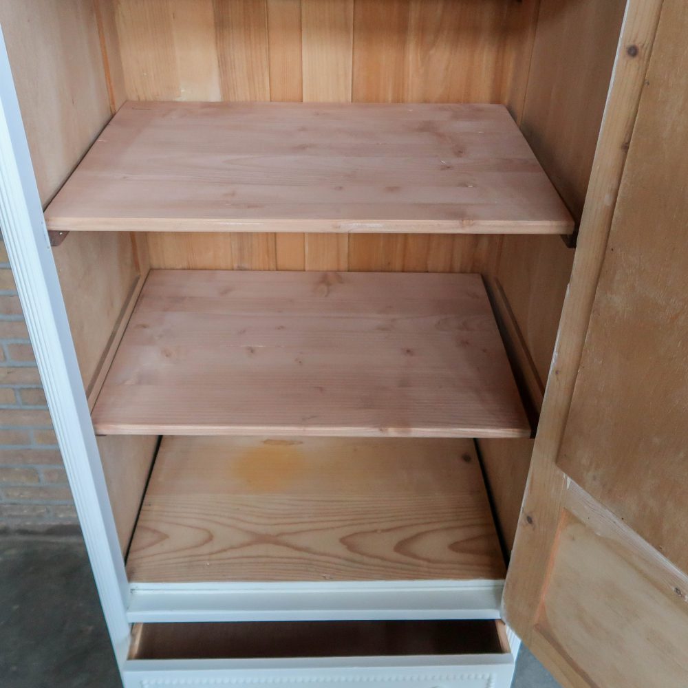 Brocante eendeurs linnenkast met spiegel - Afbeelding 4