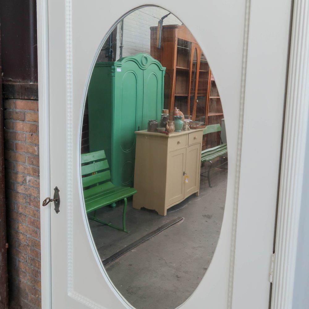 Brocante eendeurs linnenkast met spiegel - Afbeelding 7