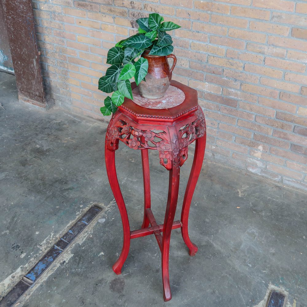 Houten piëdestal met marmer - Afbeelding 3