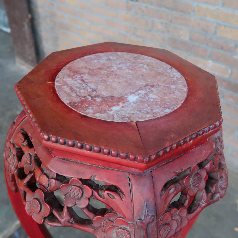 Houten piëdestal met marmer - Afbeelding 4
