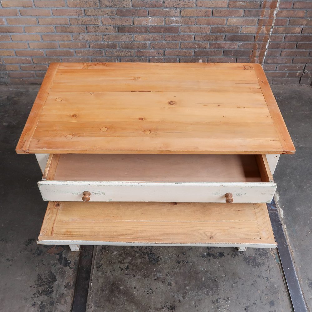 Brocante tafeltje met uitschuifbare plank - Afbeelding 6