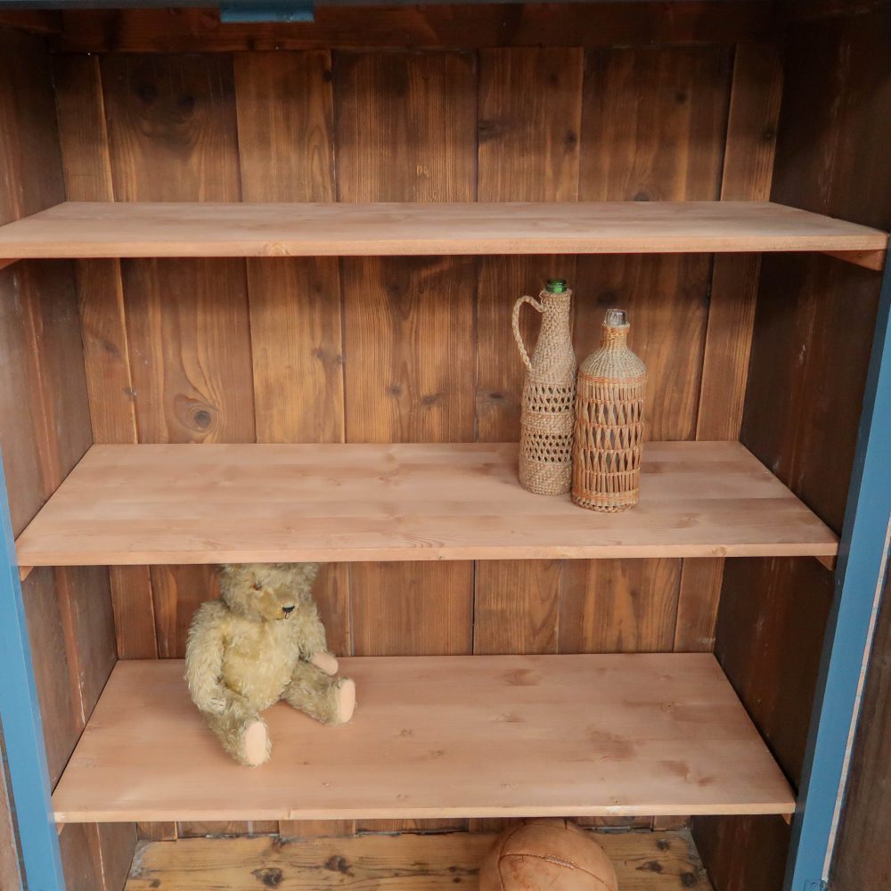 Brocante blauwe vitrinekast - Afbeelding 4