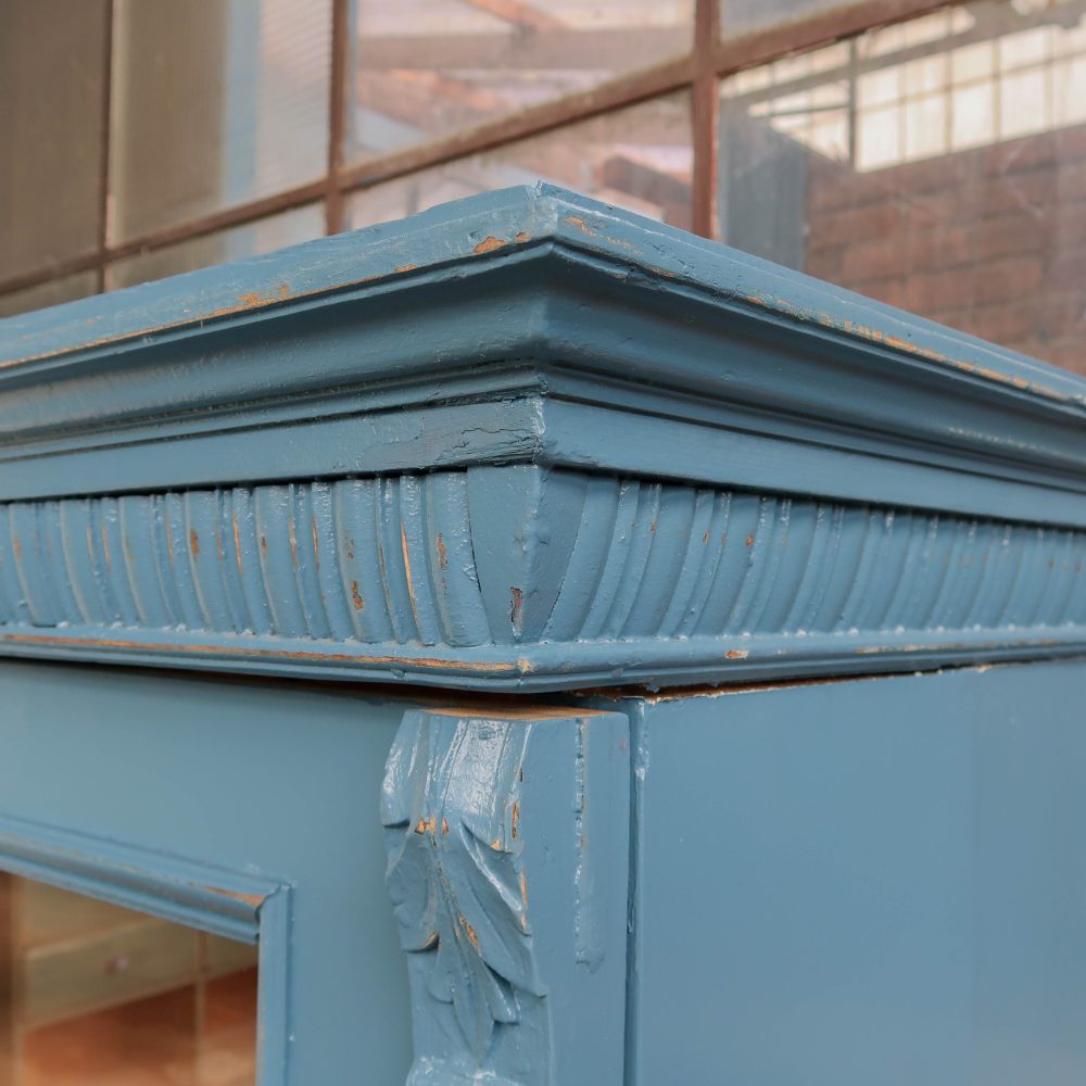 Brocante blauwe vitrinekast - Afbeelding 5