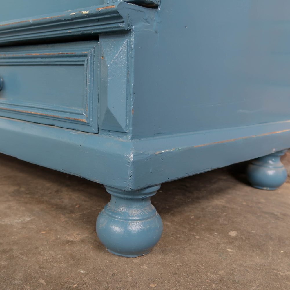 Brocante blauwe vitrinekast - Afbeelding 12