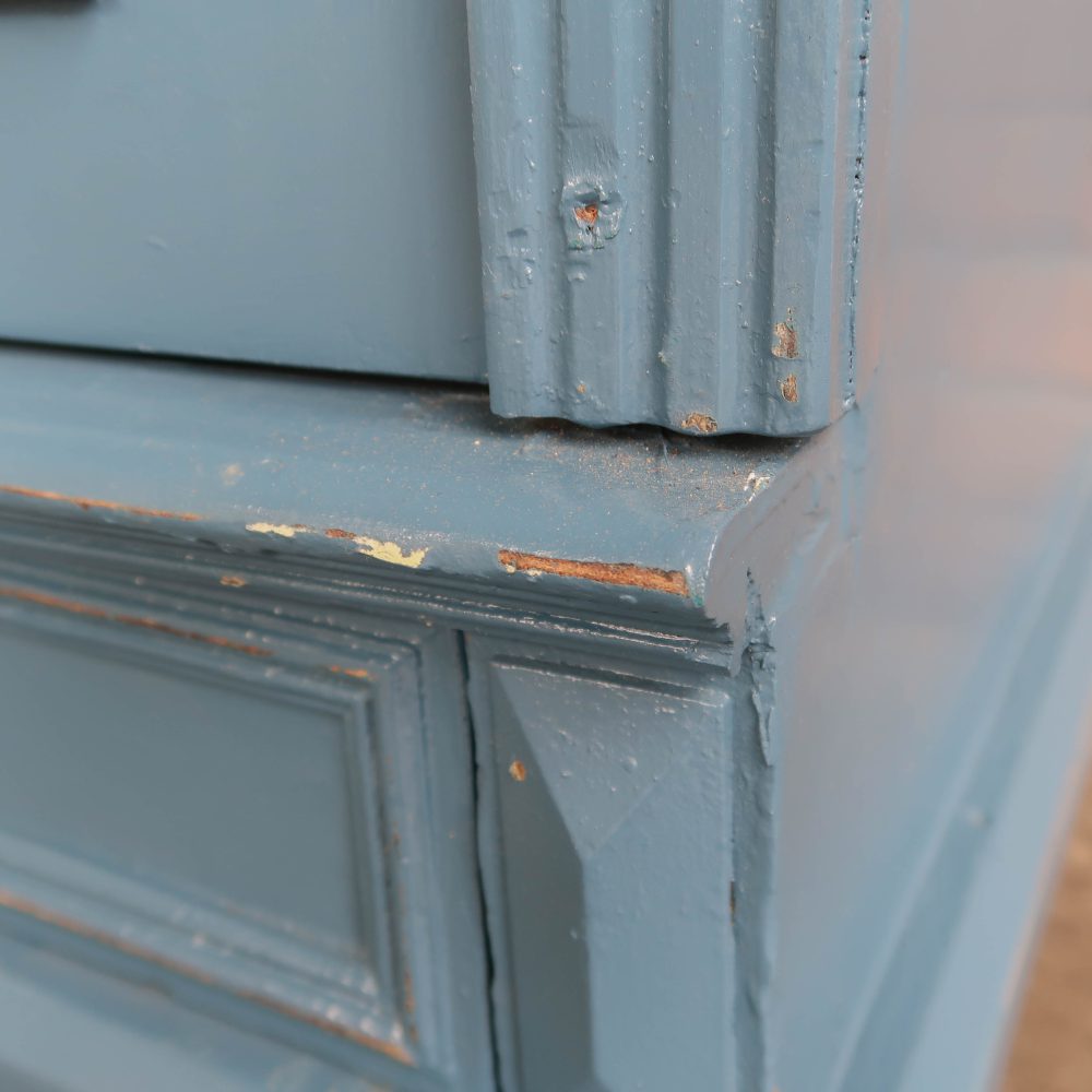 Brocante blauwe vitrinekast - Afbeelding 8