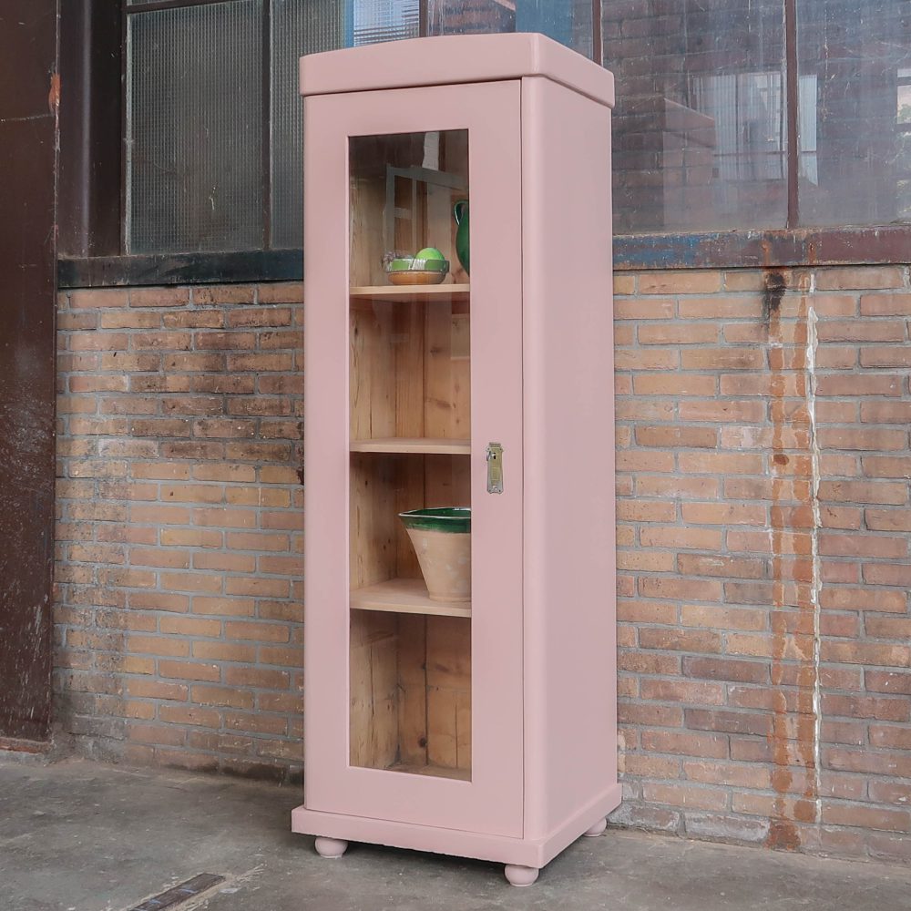 Roze eendeurs vitrinekast - Afbeelding 2