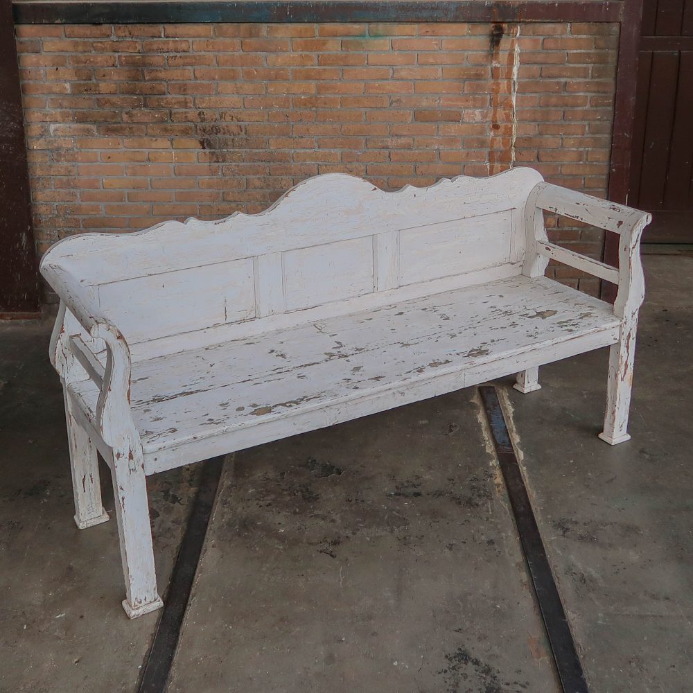 Houten witte bank - Afbeelding 2