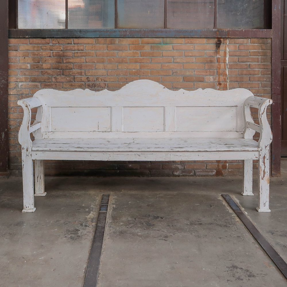 Houten witte bank - Afbeelding 3