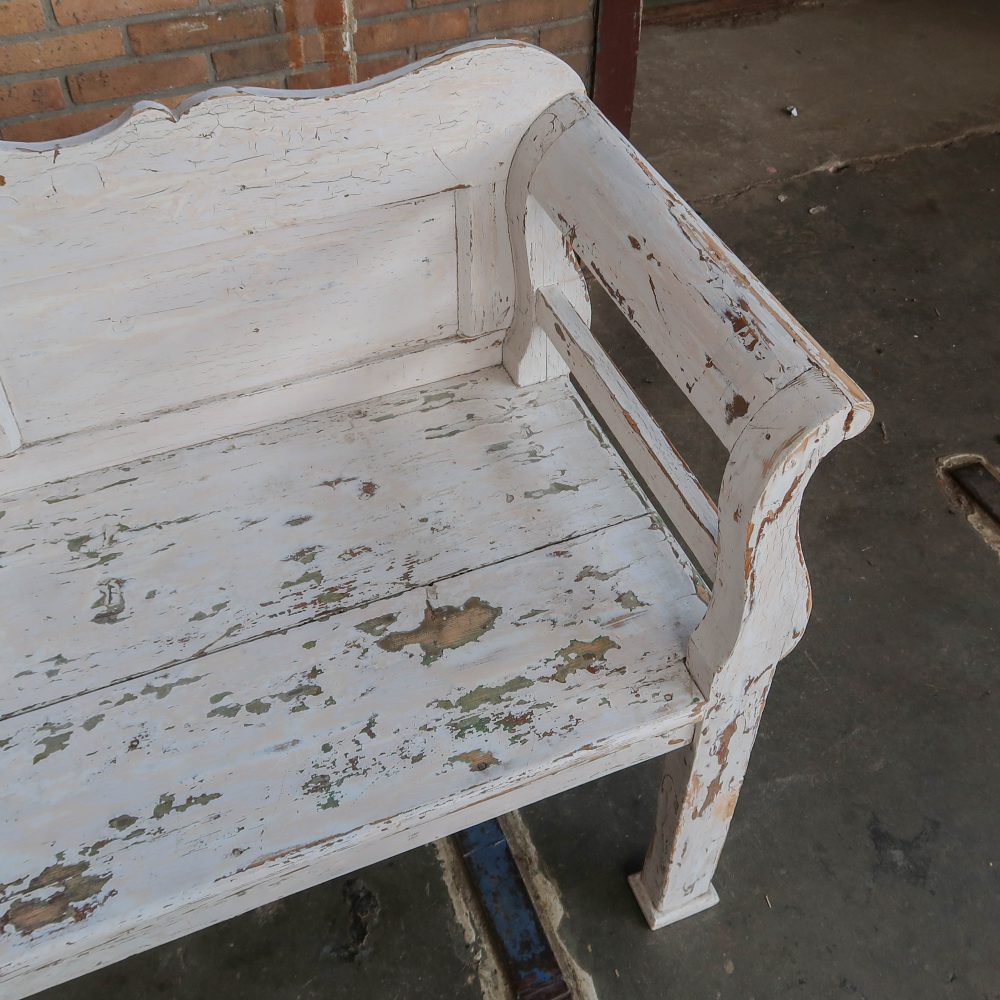 Houten witte bank - Afbeelding 4