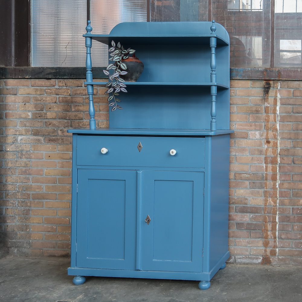 Blauwe brocante buffetkast - Afbeelding 2