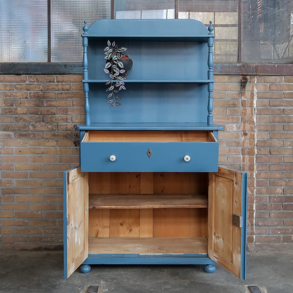 Blauwe brocante buffetkast - Afbeelding 3