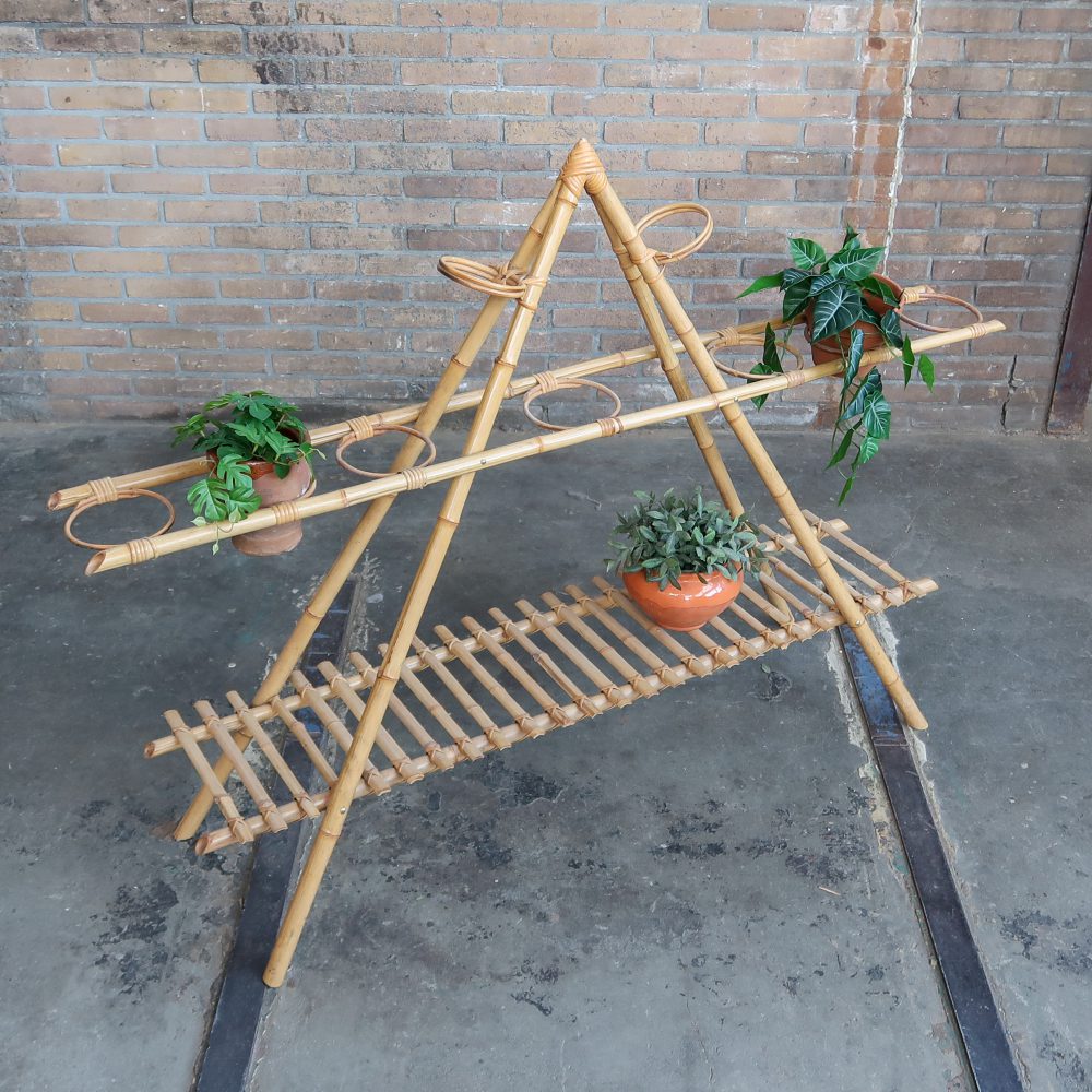 Vintage rotan plantenstandaard - Afbeelding 2