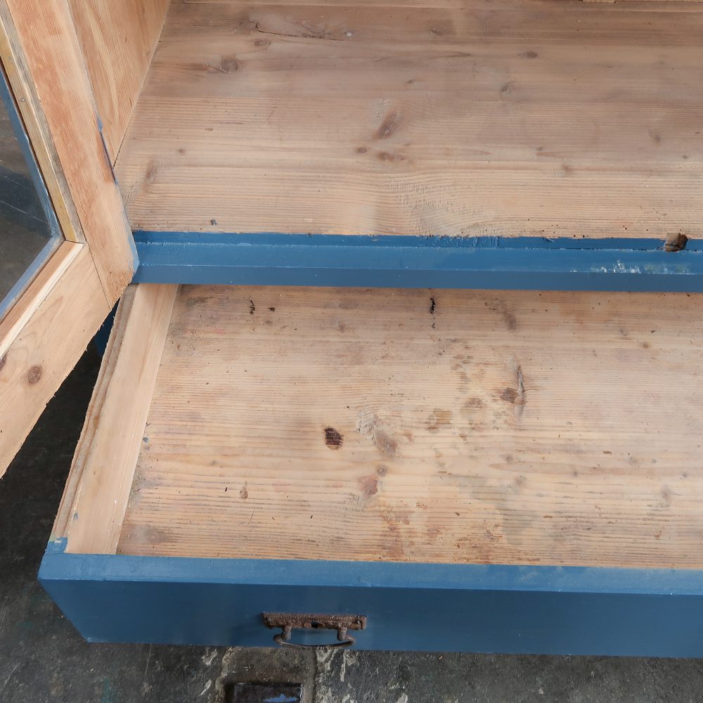 Brocante blauwe vitrinekast - Afbeelding 4