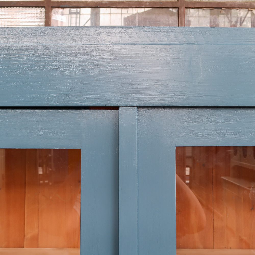 Brocante blauwe vitrinekast - Afbeelding 5