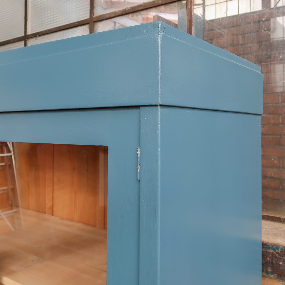 Brocante blauwe vitrinekast - Afbeelding 6