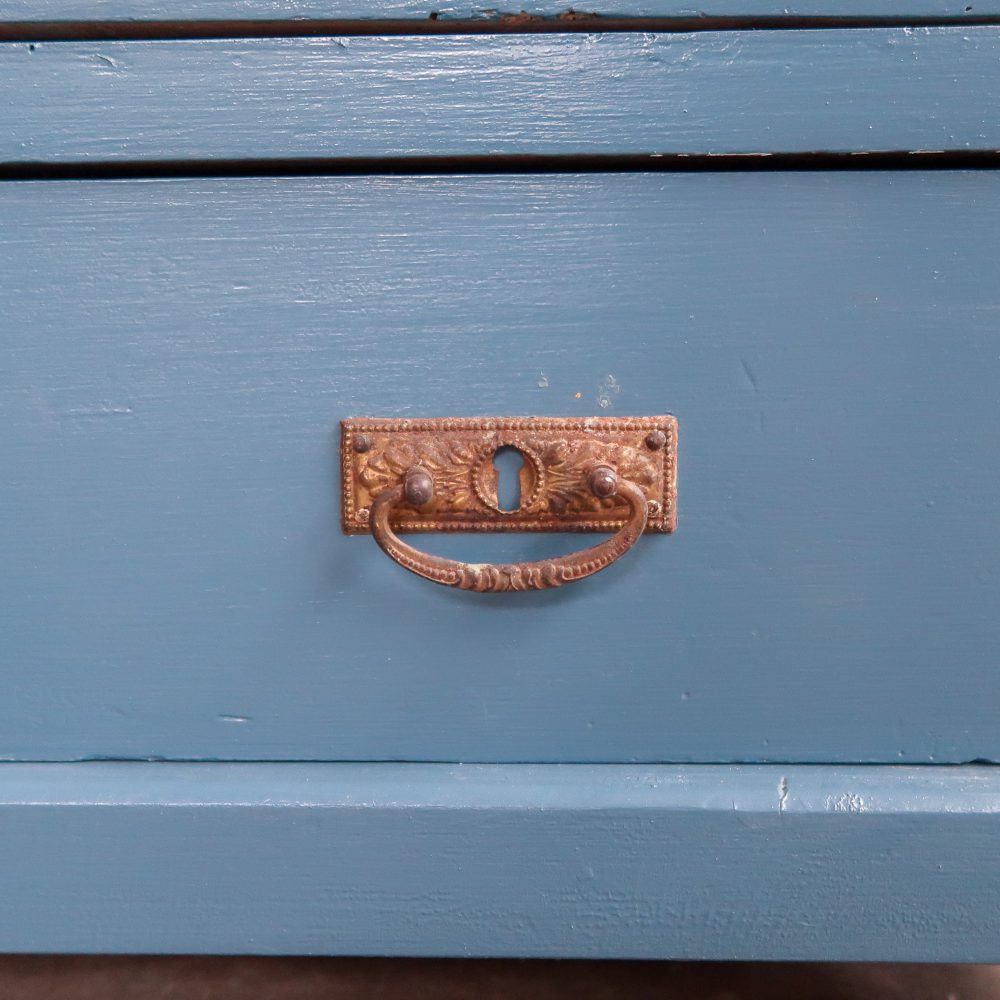 Brocante blauwe vitrinekast - Afbeelding 9
