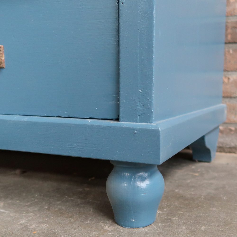 Brocante blauwe vitrinekast - Afbeelding 10