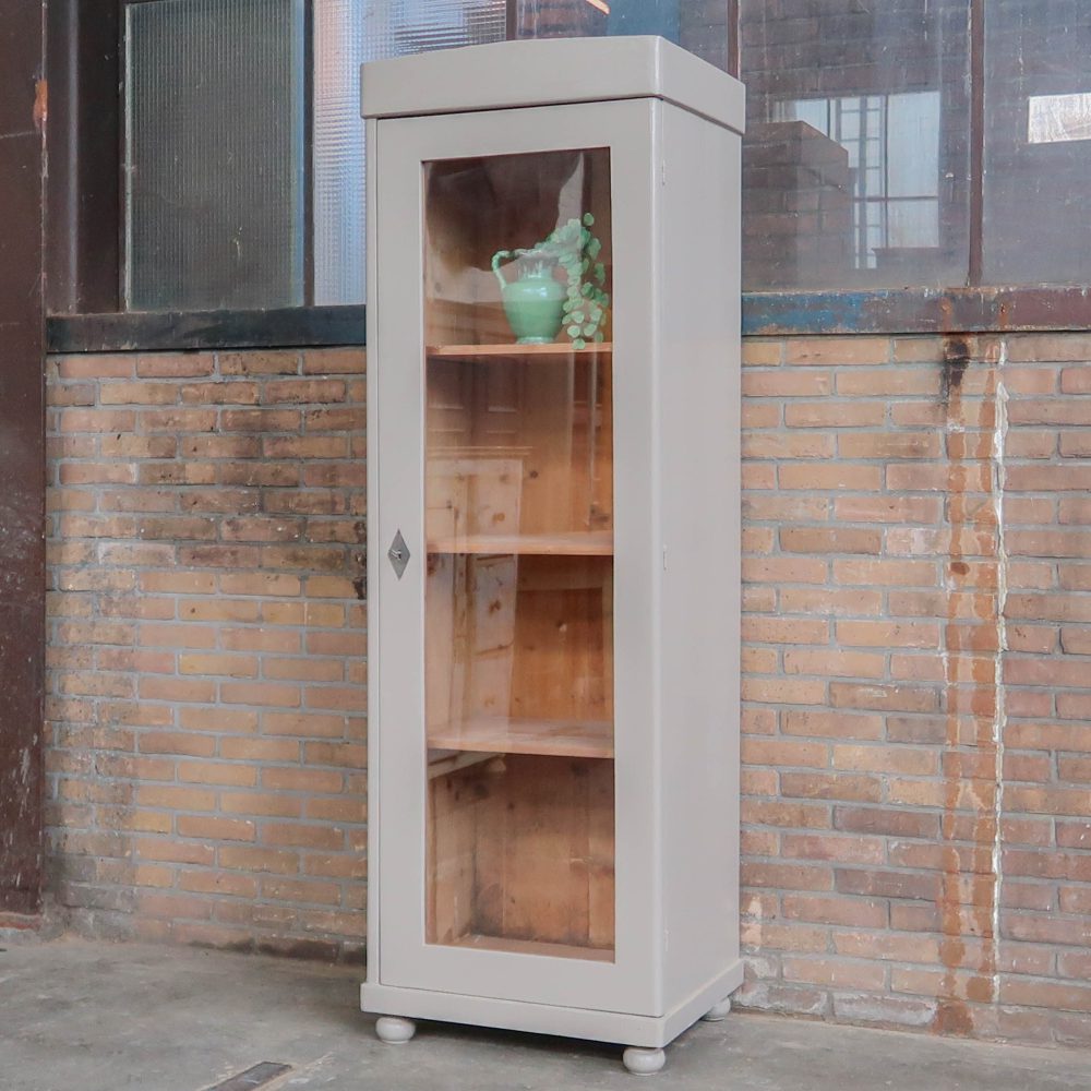 Eendeurs taupe vitrinekast - Afbeelding 2