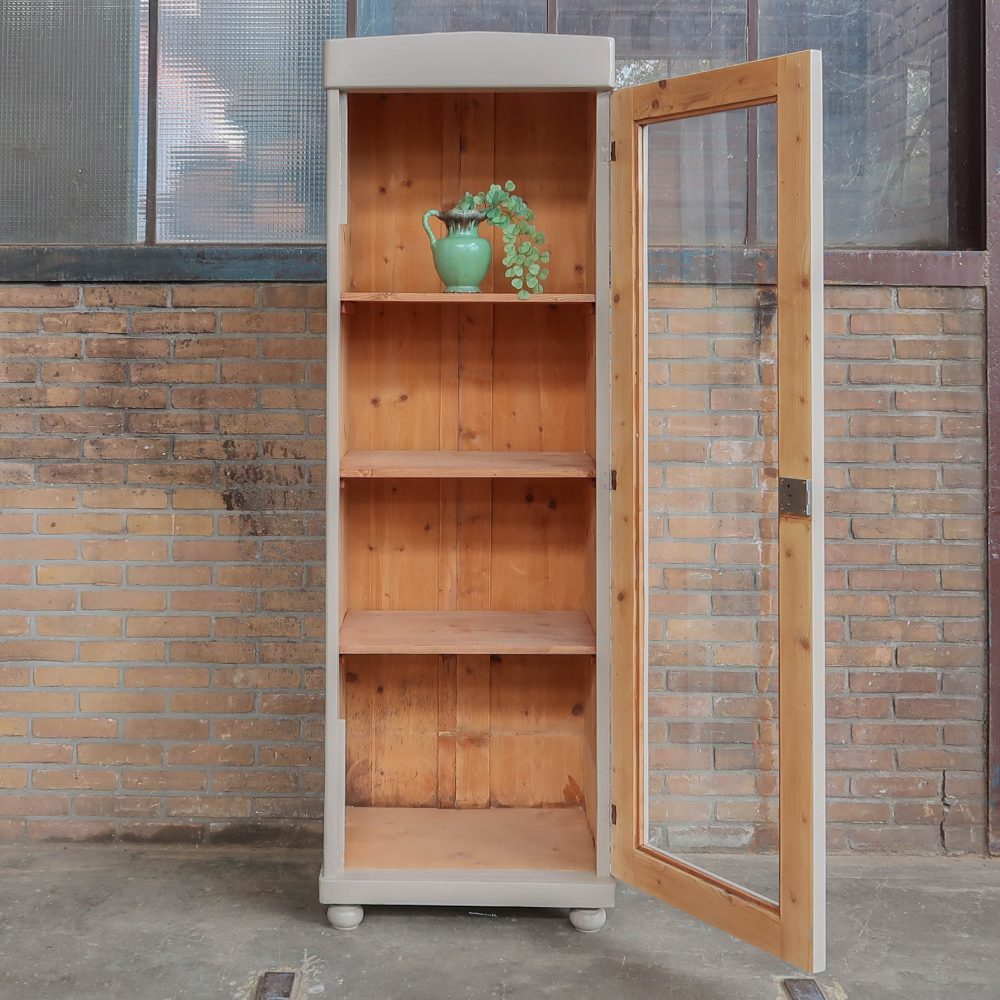 Eendeurs taupe vitrinekast - Afbeelding 3