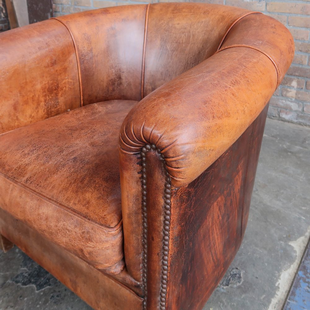 Leren vintage fauteuil - Afbeelding 5