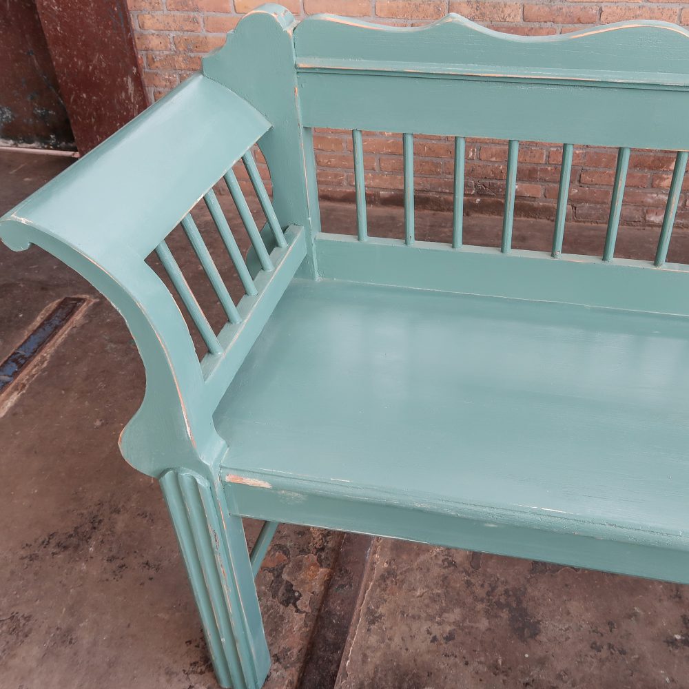 Houten brocante bank - Afbeelding 4