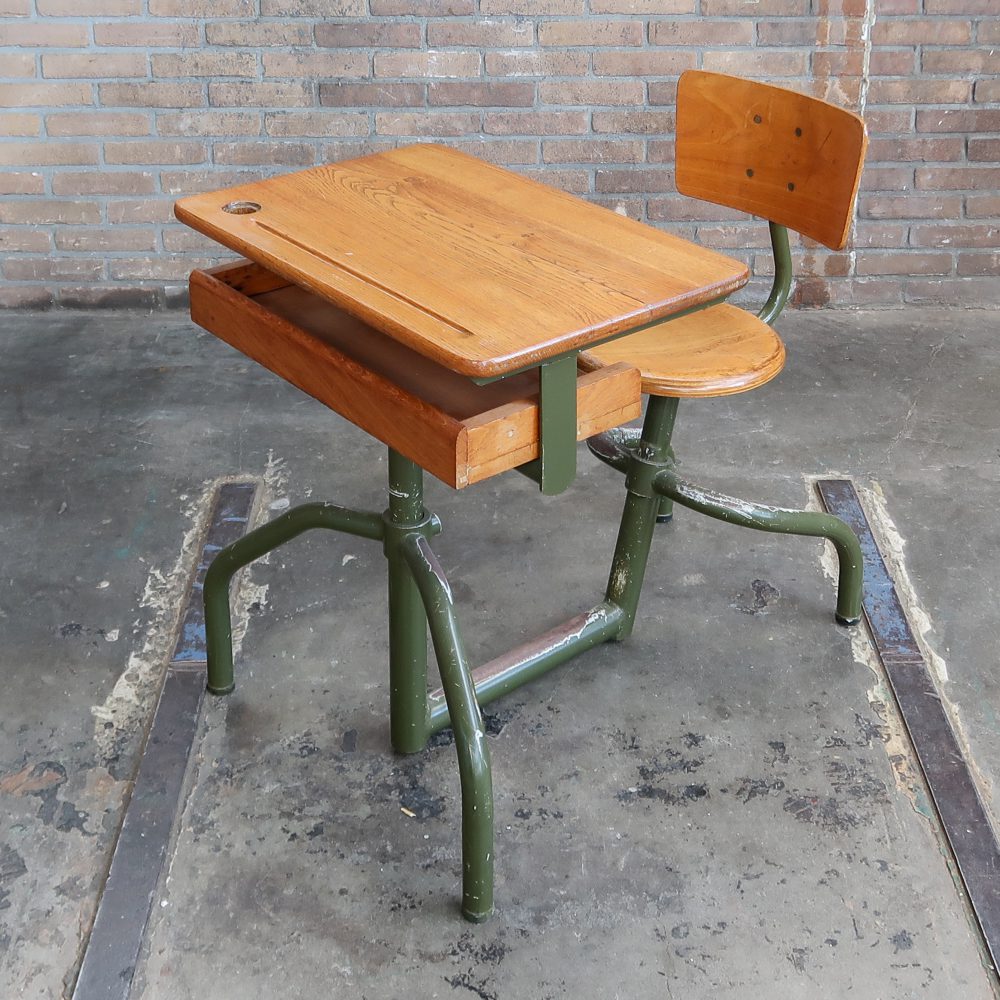 Houten schoolbank - Afbeelding 2