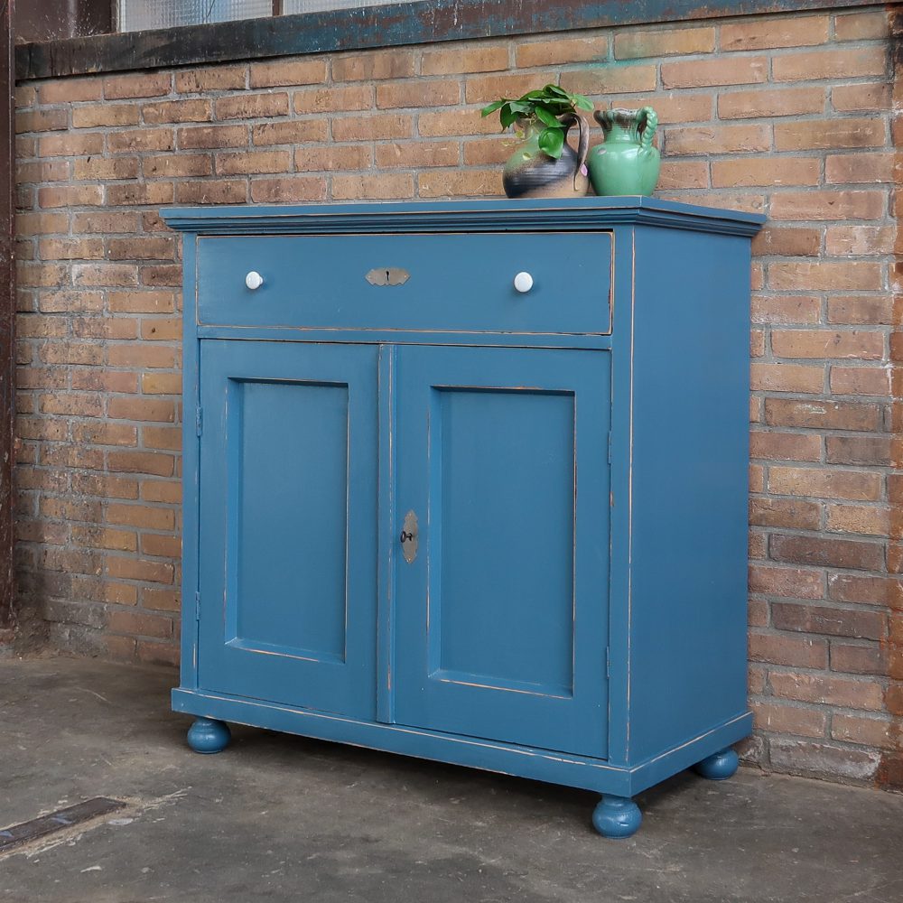 Brocante blauw dressoir - Afbeelding 2