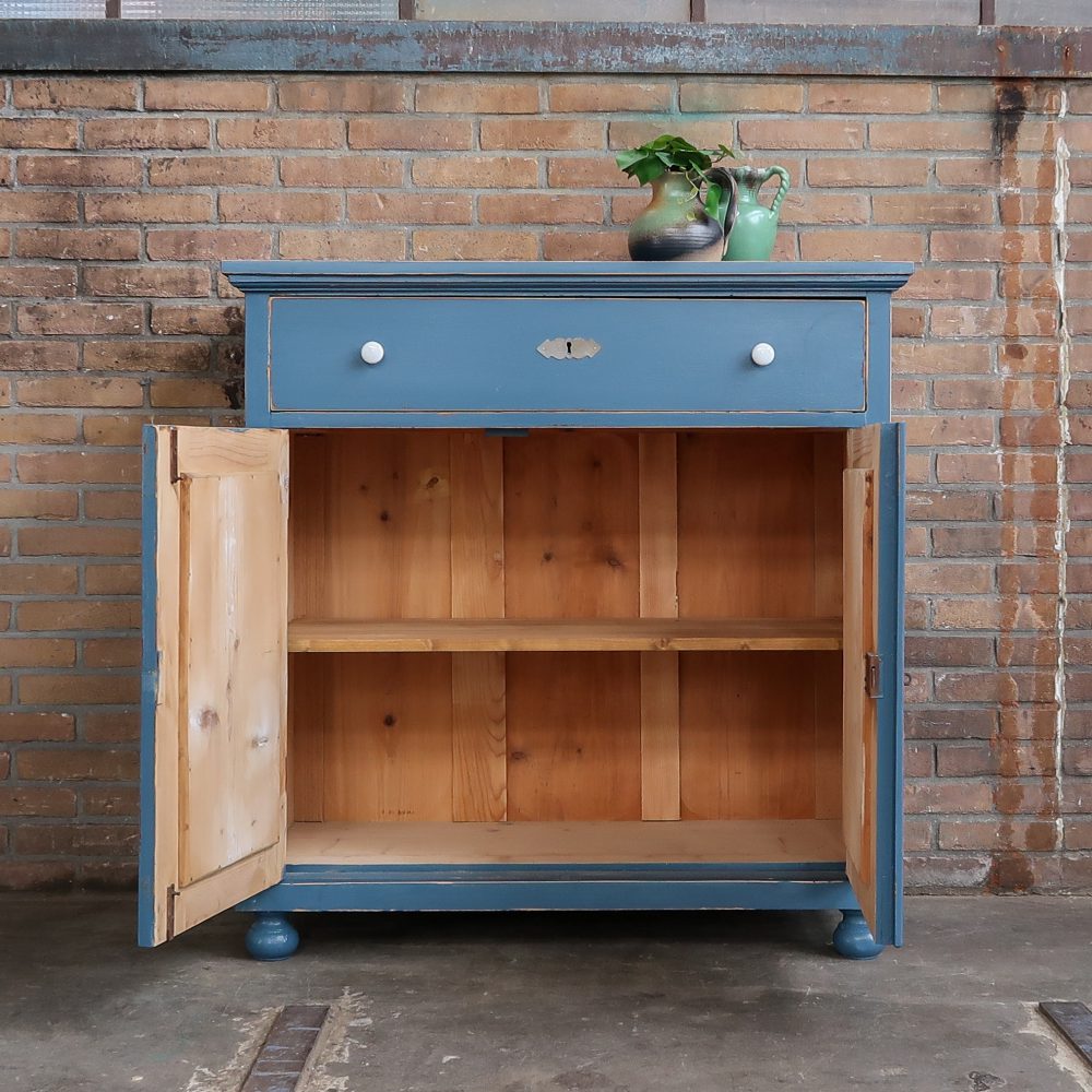 Brocante blauw dressoir - Afbeelding 3