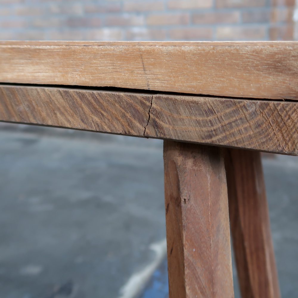 Brocante houten bankje - Afbeelding 3
