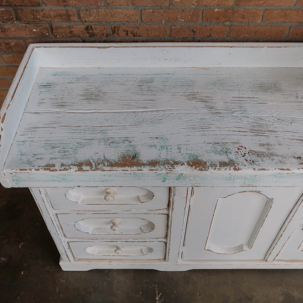 Brocante dressoir met massief houten blad - Afbeelding 6