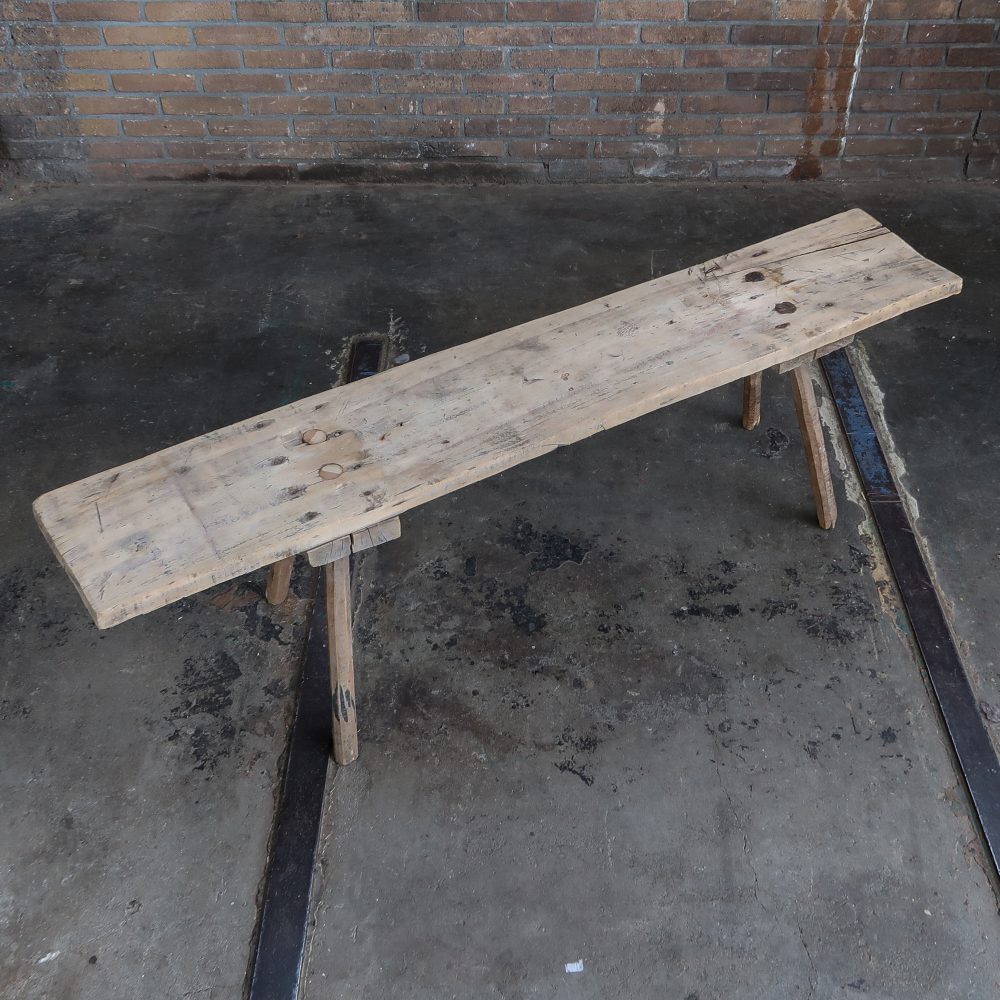 Brocante houten bankje - Afbeelding 2