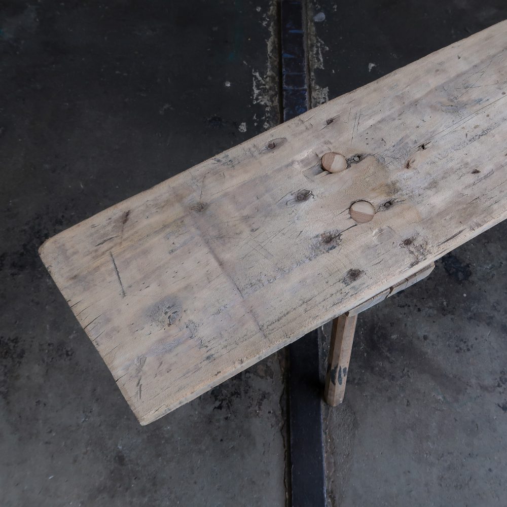 Brocante houten bankje - Afbeelding 3