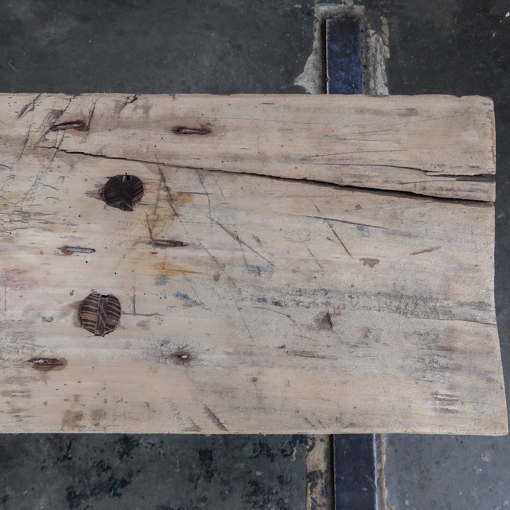 Brocante houten bankje - Afbeelding 4