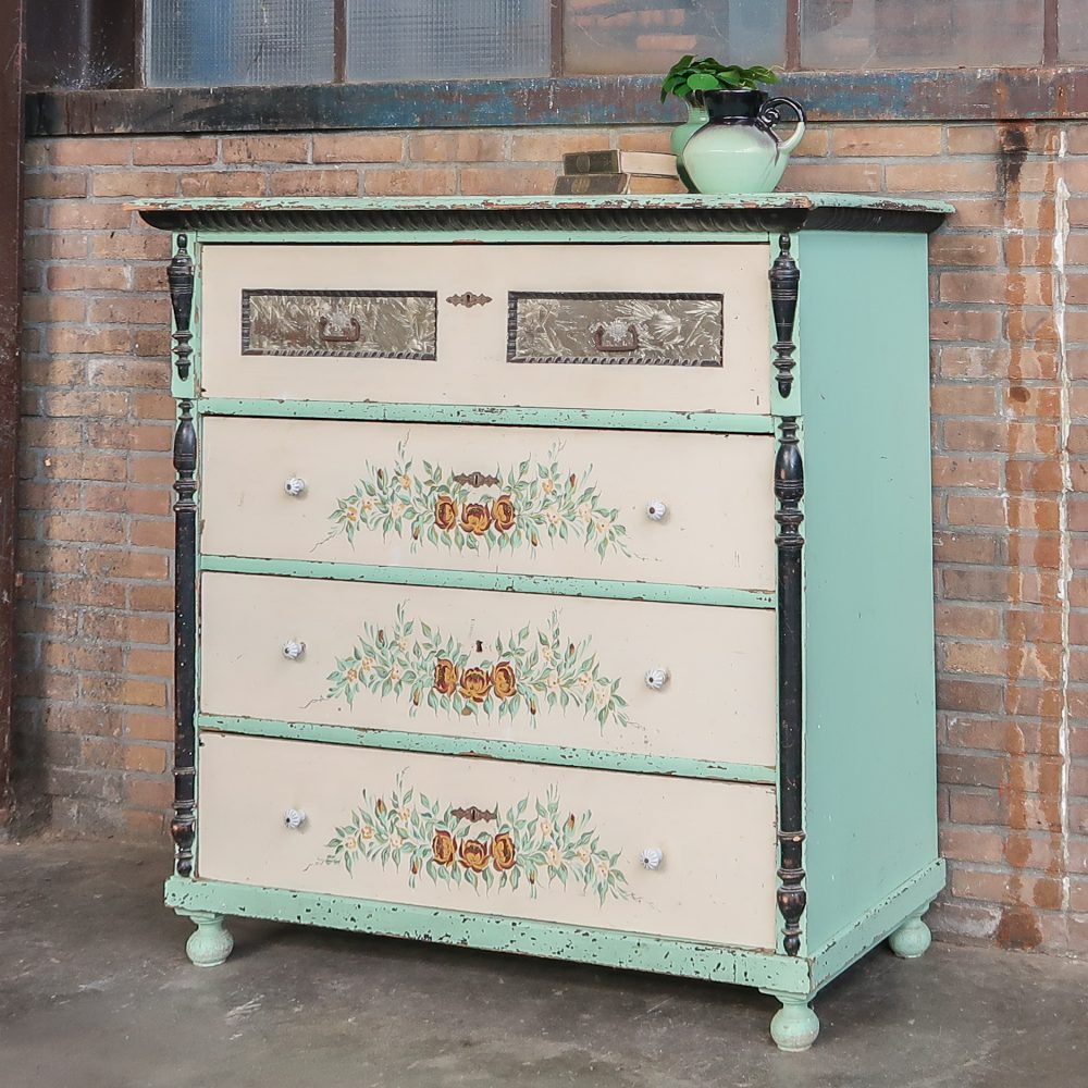 Brocante commode met print - Afbeelding 2