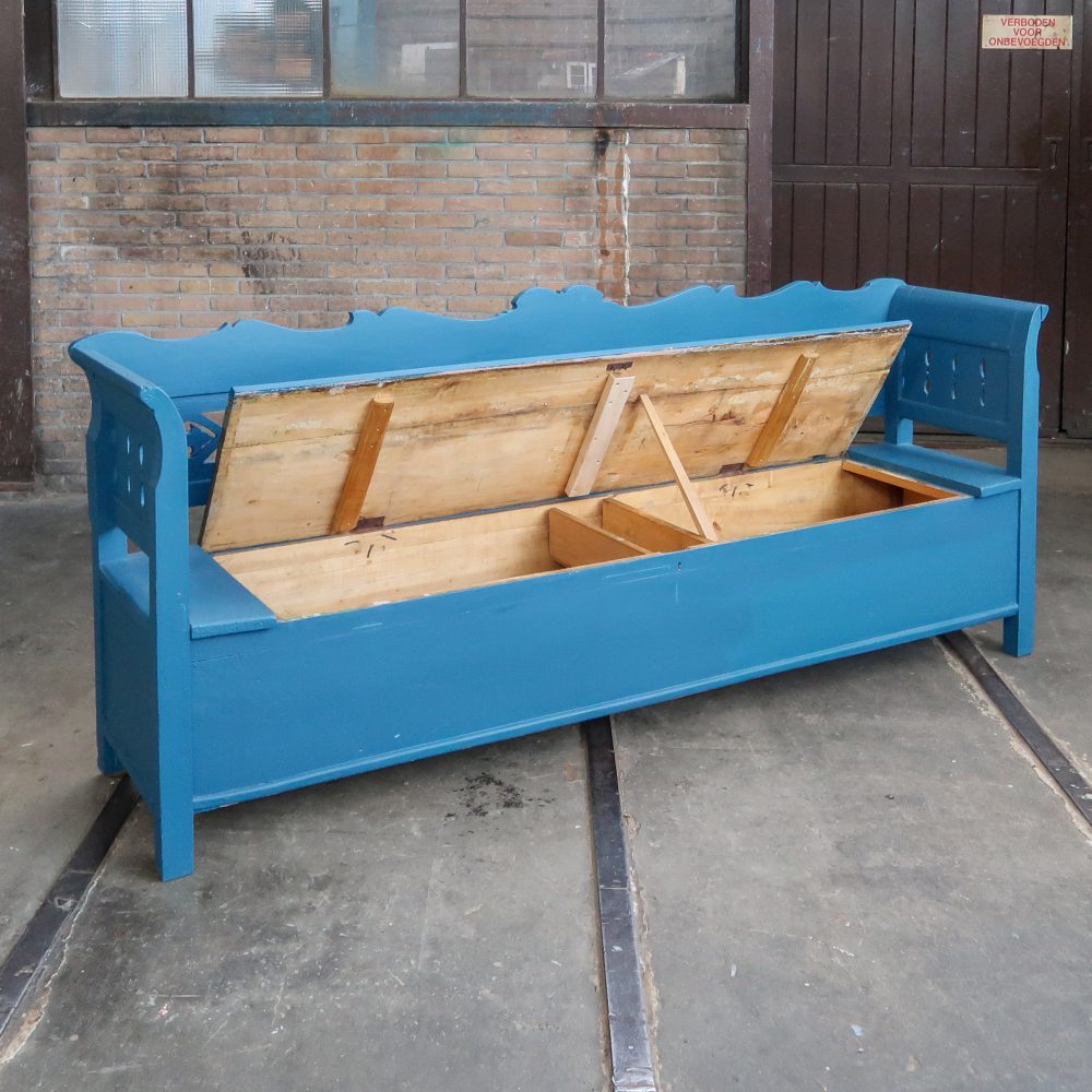 Blauwe houten klepbank - Afbeelding 3