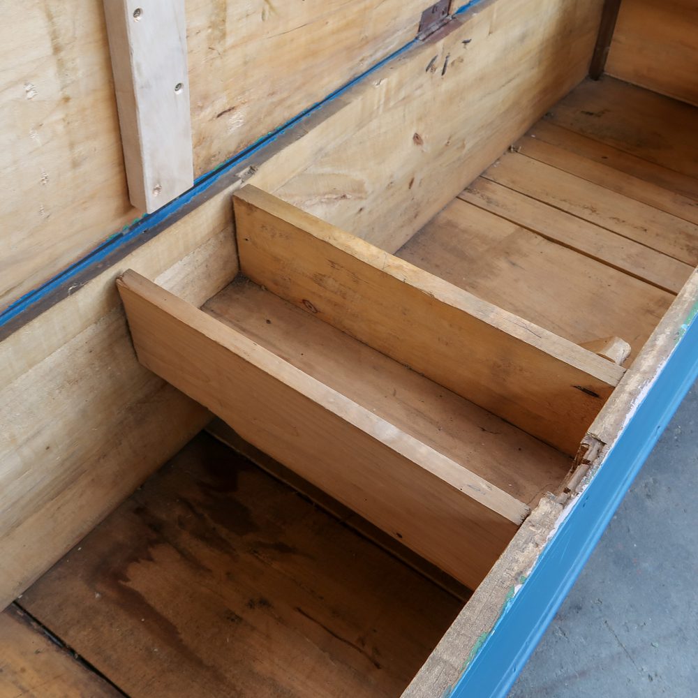 Blauwe houten klepbank - Afbeelding 4