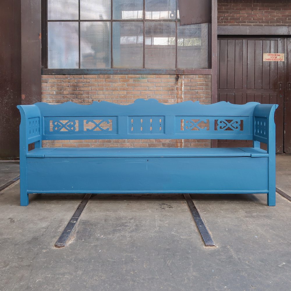 Blauwe houten klepbank - Afbeelding 2