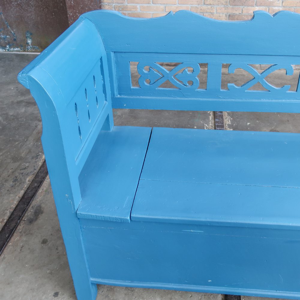 Blauwe houten klepbank - Afbeelding 6