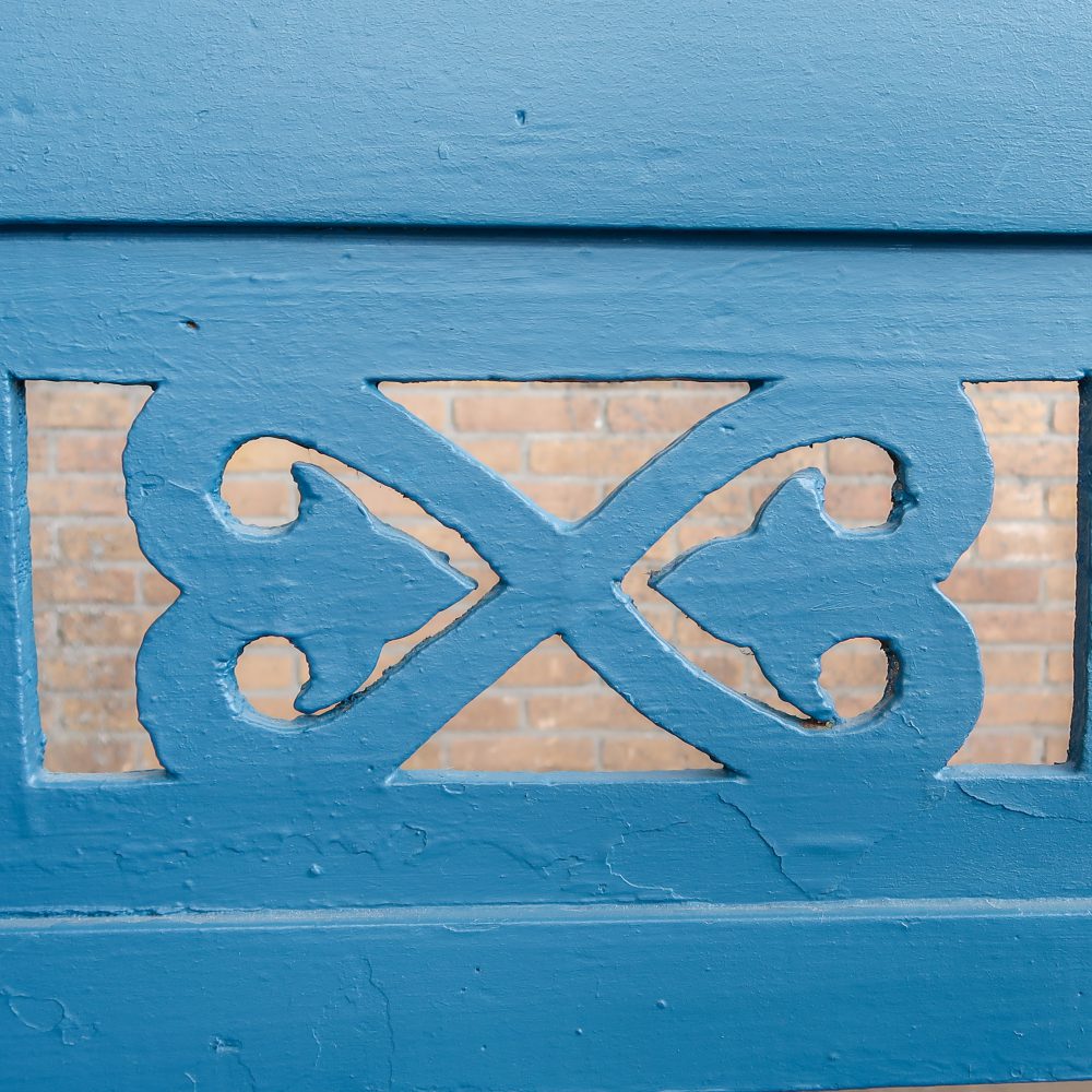 Blauwe houten klepbank - Afbeelding 7