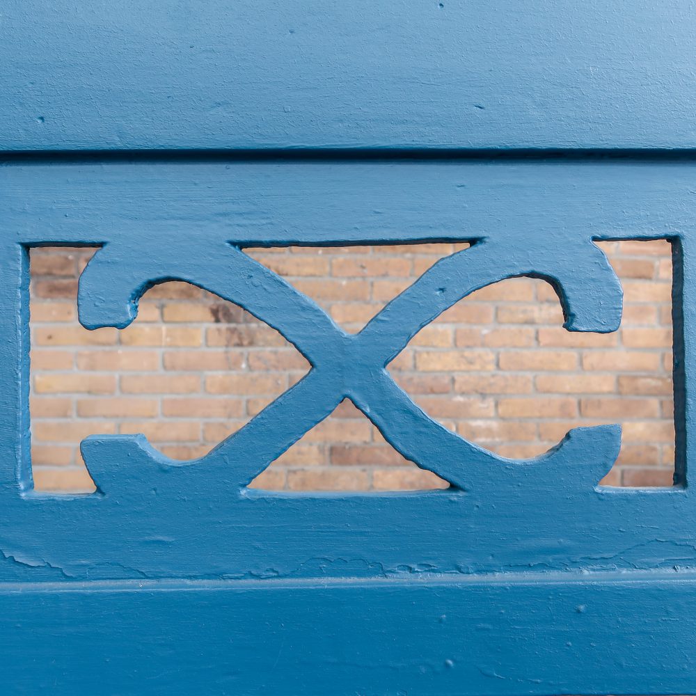 Blauwe houten klepbank - Afbeelding 8