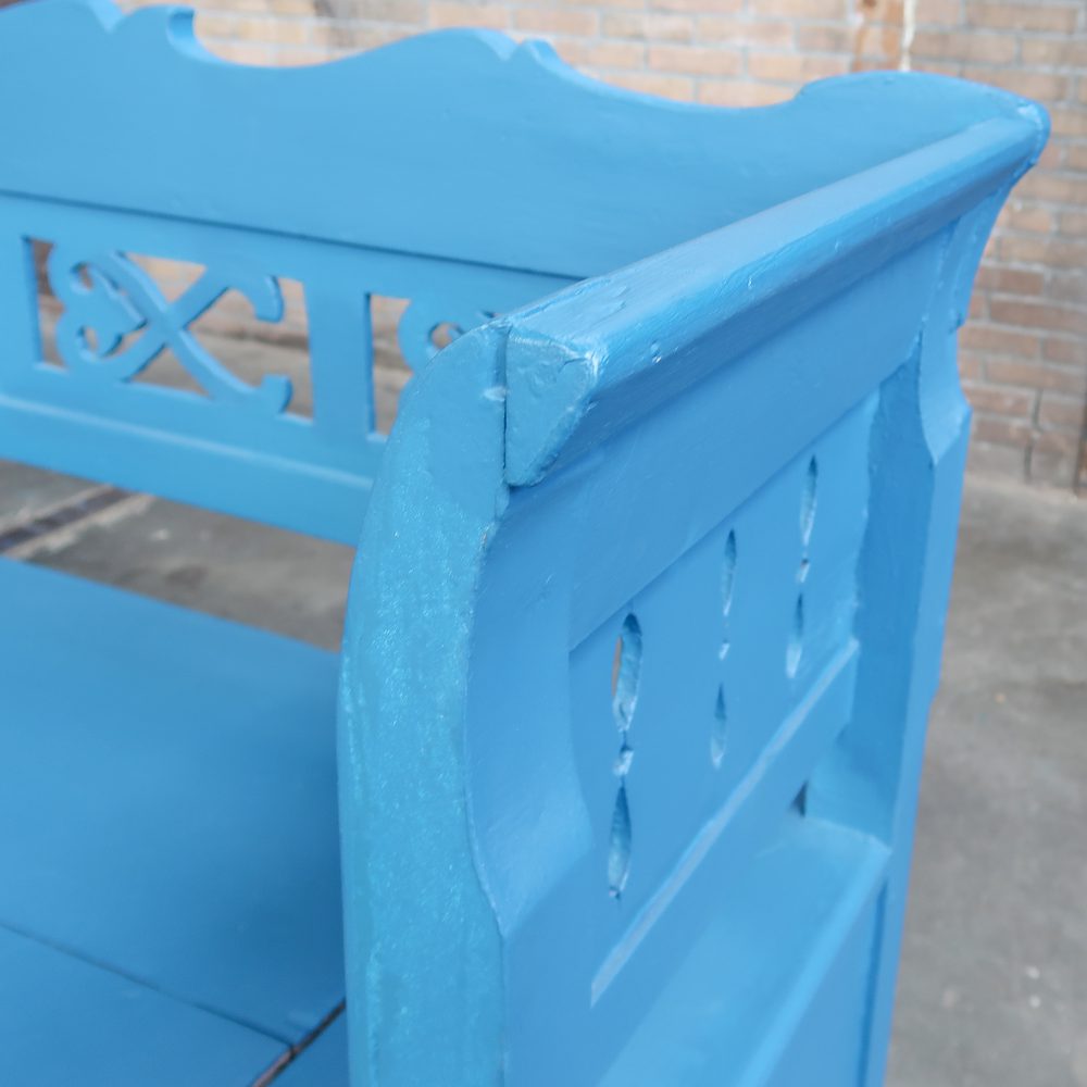 Blauwe houten klepbank - Afbeelding 9