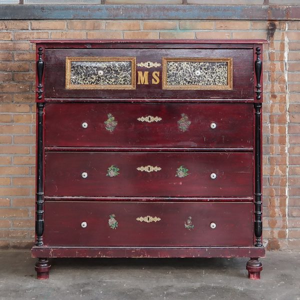 Brocante commode met print