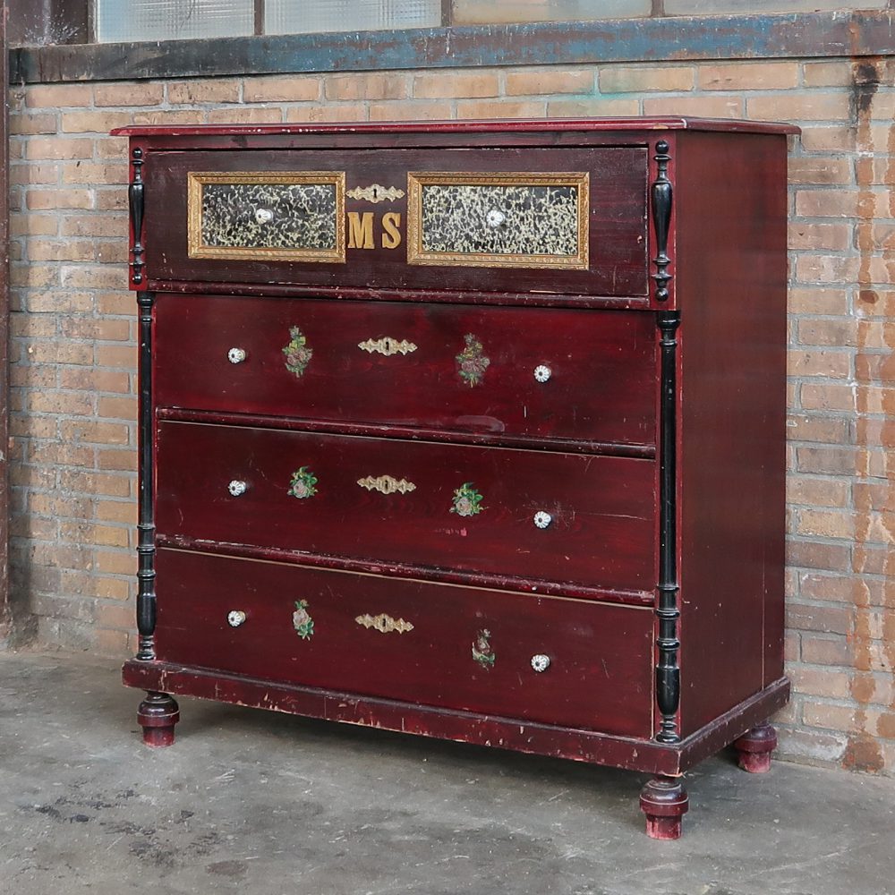 Brocante commode met print - Afbeelding 2