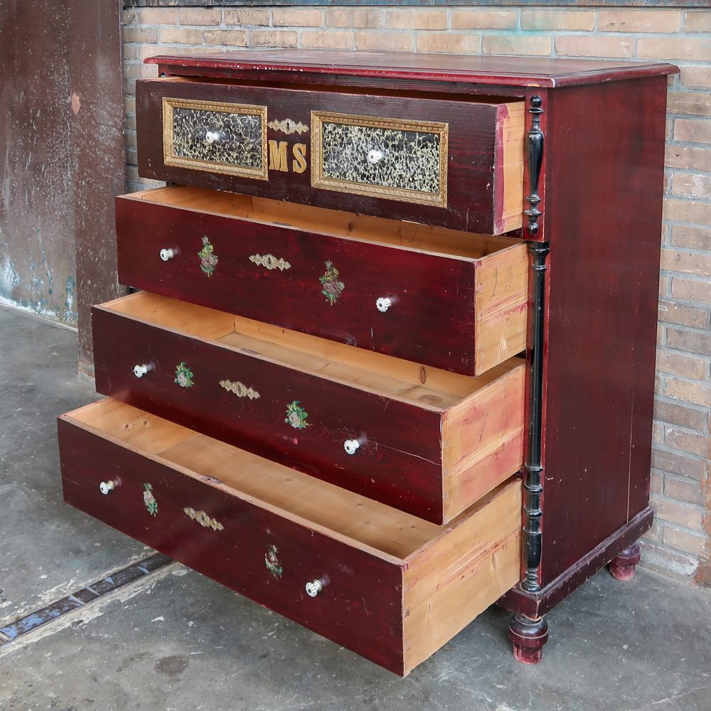 Brocante commode met print - Afbeelding 3