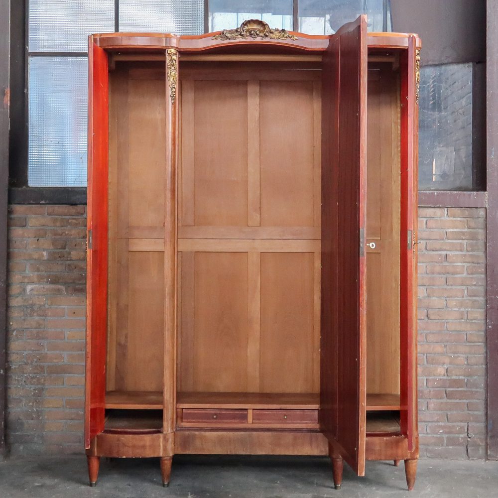 Vintage kledingkast met spiegel - demontabel - Afbeelding 3