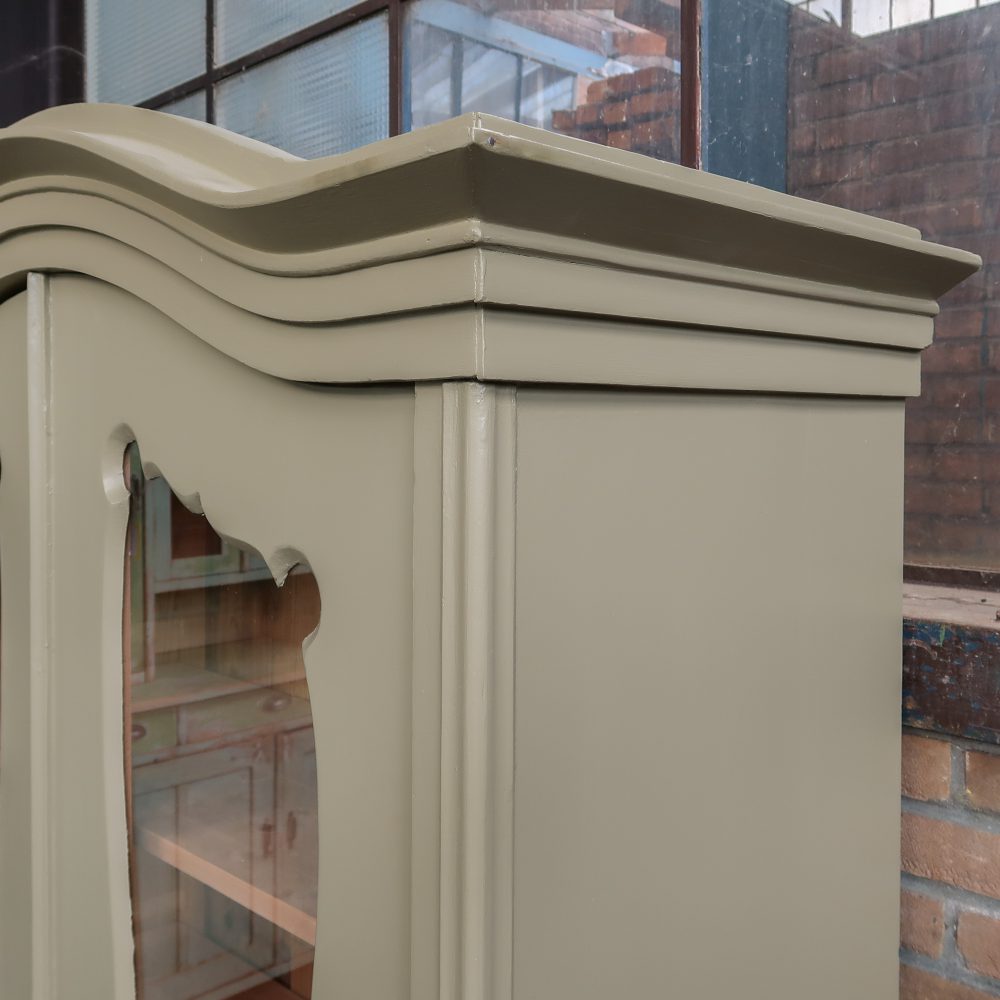Brocante beige vitrinekast - Afbeelding 6